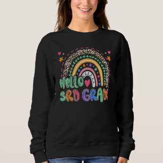 Leopard Rainbow Hello 3rd Grade Teacher  Back To S T Shirt