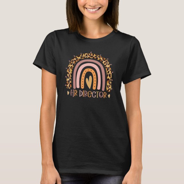 Leopard Rainbow Human Resources HR Director T Shirt (Framsida)