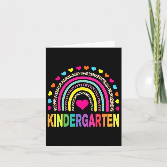 Leopard Rainbow Kindergarten Lärare första dagen Kort (Framsida)