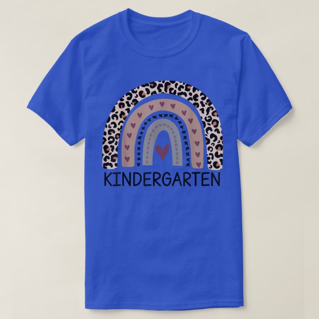 Leopard Rainbow Kindergarten Teacher Första dagen  T Shirt (Design framsida)