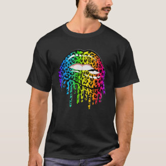 Leopard Rainbow Läppar Biting Sexy Coola Lgbt Gay T Shirt