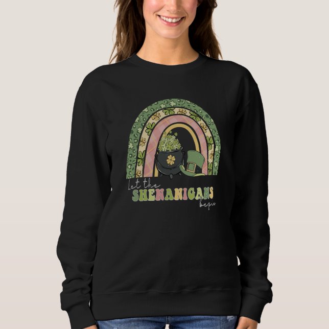 Leopard Rainbow Let The Shenanigans Begins St Patr T Shirt (Framsida)