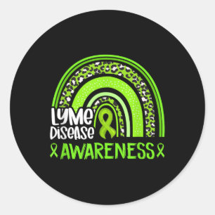 Leopard Rainbow Lime Green Ribbon Lyme Disease Awa Runt Klistermärke