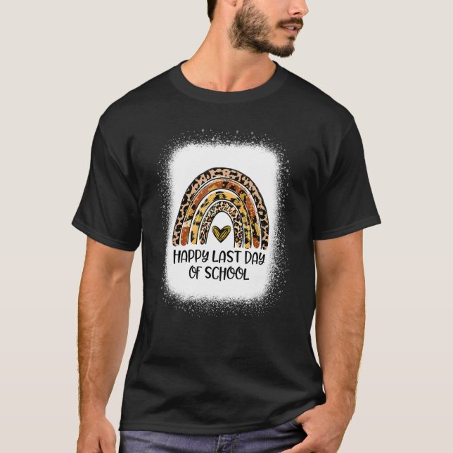 Leopard Rainbow Lycklig förra skollärardagen H T Shirt (Framsida)