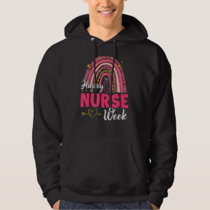 Leopard Rainbow Lycklig Nurse Week Nursing School Hoodie