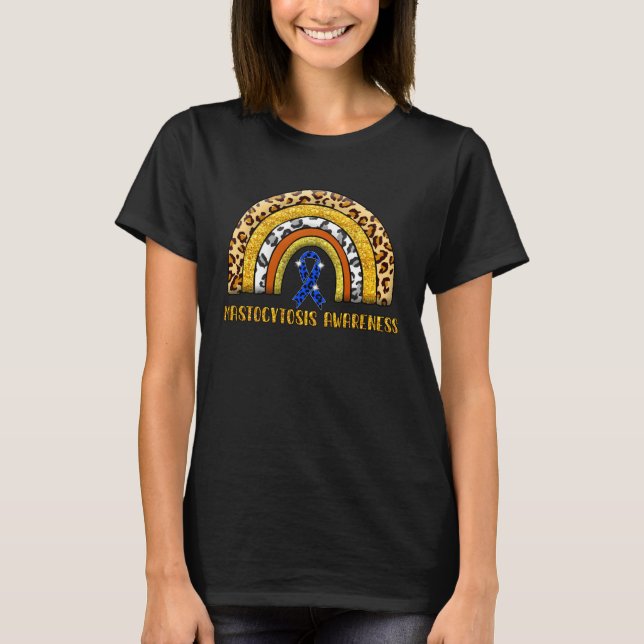Leopard Rainbow Mastocytosis Warrior T Shirt (Framsida)