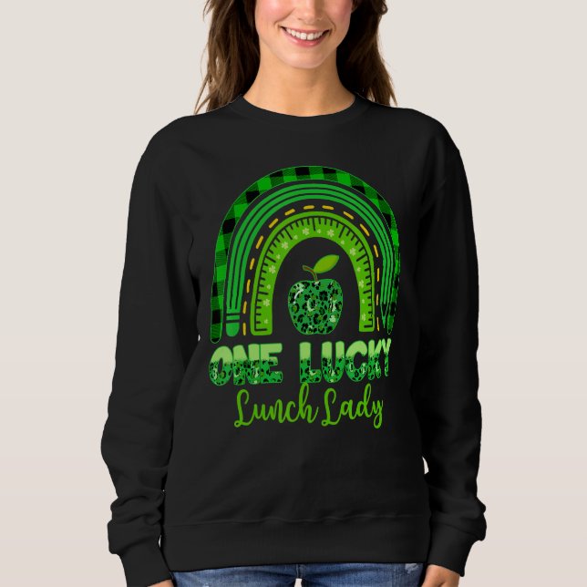 Leopard Rainbow One Lucky Lunch Dam Patricks Day T Shirt (Framsida)