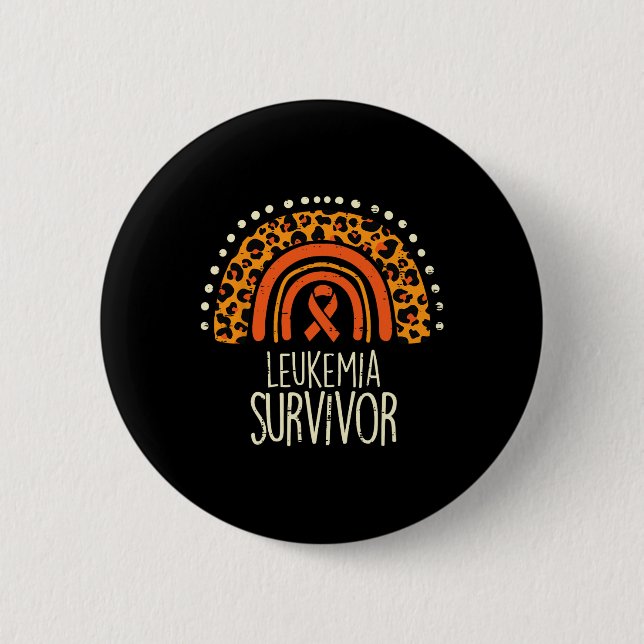 Leopard Rainbow Orange Ribbon Survivor Leukemia Aw Knapp (Framsida)
