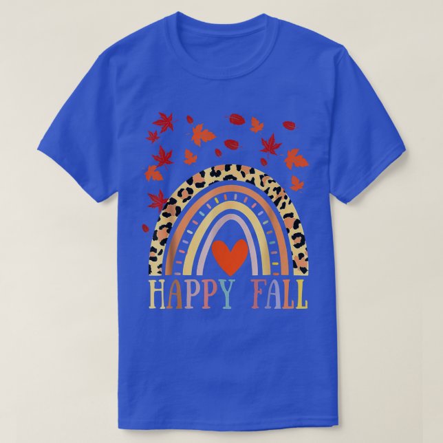 Leopard Rainbow Peace Heart Lycklig Fall Maple Läm T Shirt (Design framsida)