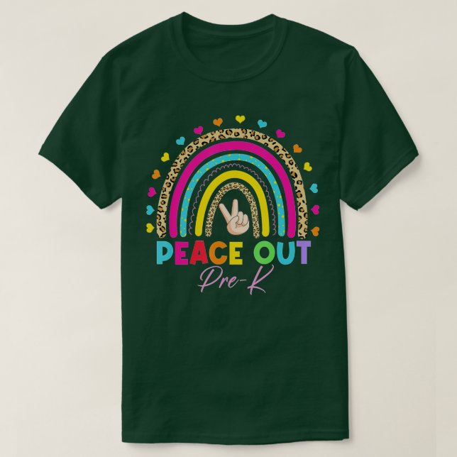 Leopard Rainbow Peace out Pre-K i skolans sista da T Shirt (Design framsida)