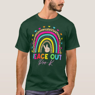 Leopard Rainbow Peace out Pre-K i skolans sista da T Shirt