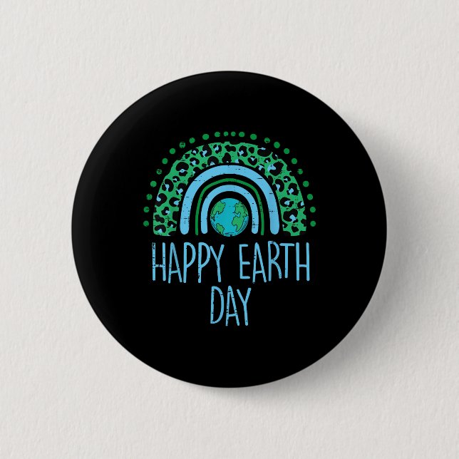 Leopard Rainbow Planet Lycklig Earth Day Cute Teac Knapp (Framsida)