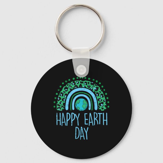 Leopard Rainbow Planet Lycklig Earth Day Cute Teac Nyckelring (Framsida)