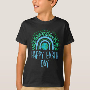 Leopard Rainbow Planet Lycklig Earth Day Cute Teac T Shirt