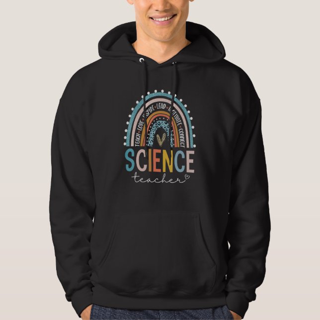 Leopard Rainbow Science Teacher   First Day Of Sch Hoodie (Framsida)