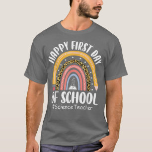 Leopard Rainbow Science Teacher första dagen tillb T Shirt