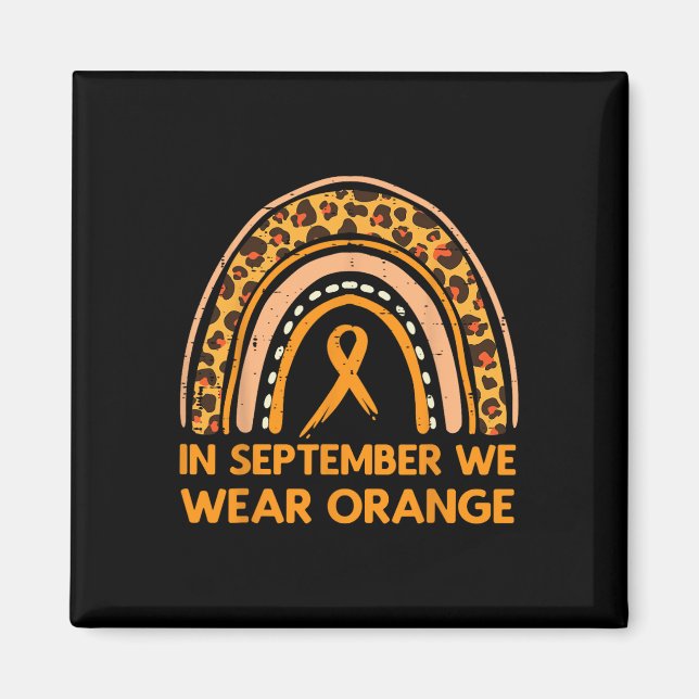 Leopard Rainbow September Vi Bära Orange Leukemi Magnet (Framsidan)