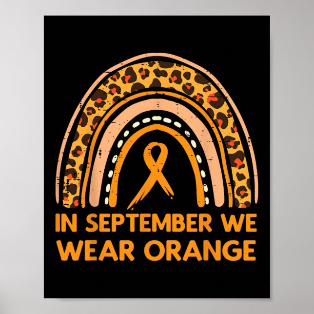 Leopard Rainbow September Vi Bära Orange Leukemi Poster (Framsidan)