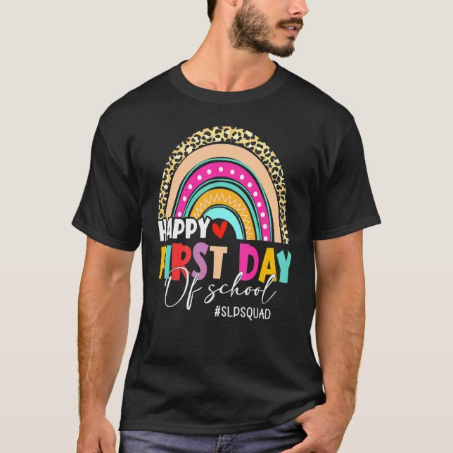 Leopard Rainbow Slp Squad Välkommen Back to school T Shirt (Framsida)