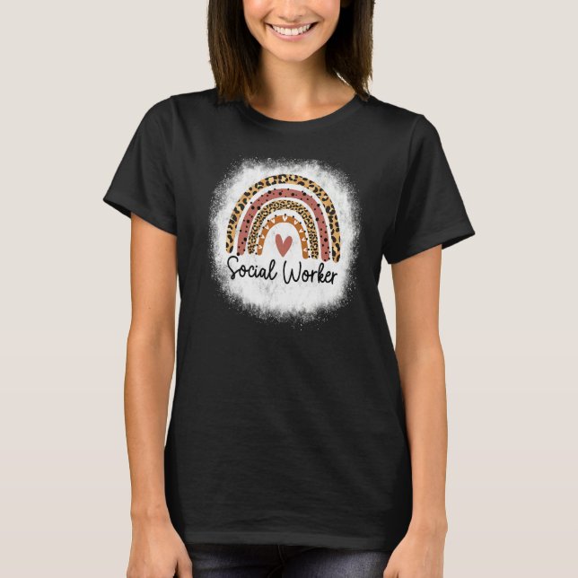 Leopard Rainbow Social Arbete i Social T Shirt (Framsida)