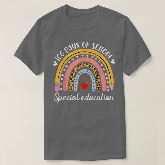 Leopard Rainbow Special Education Funny 100 Days O T Shirt (Design framsida)