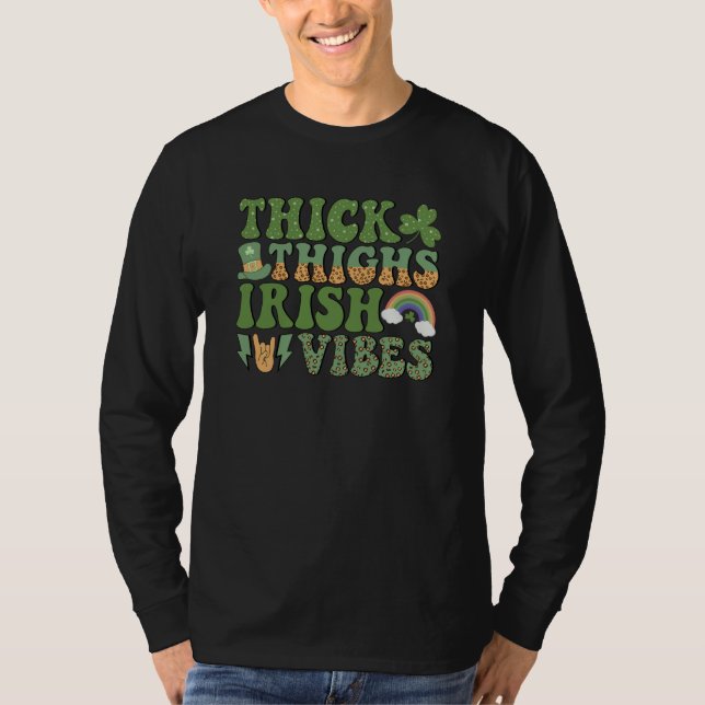 Leopard Rainbow Thick Thighs Irish Vibes St Patric T Shirt (Framsida)