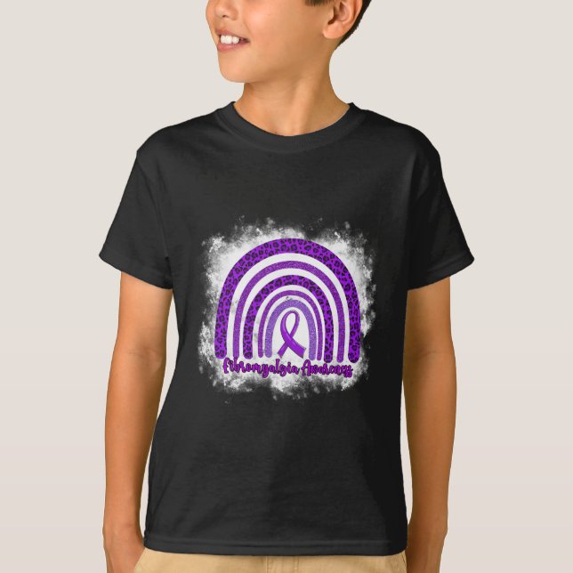 Leopard Rainbow Warrior Fibromyalgia Awareness T Shirt (Framsida)