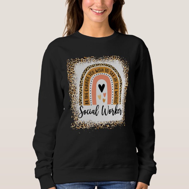Leopard Rainbow Work Social Kärlek T Shirt (Framsida)
