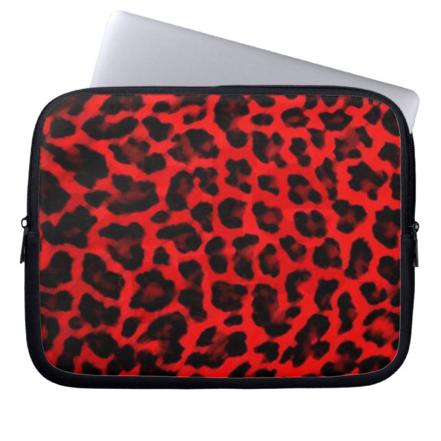 Leopard - Red and Black Laptop Sleeve (Framsidan)
