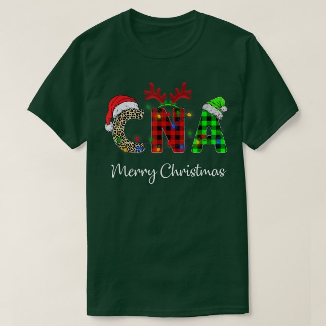 Leopard Red Play CNA Nursing Santa Hat Reindeer C T Shirt (Design framsida)