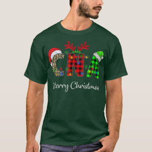 Leopard Red Play CNA Nursing Santa Hat Reindeer C T Shirt