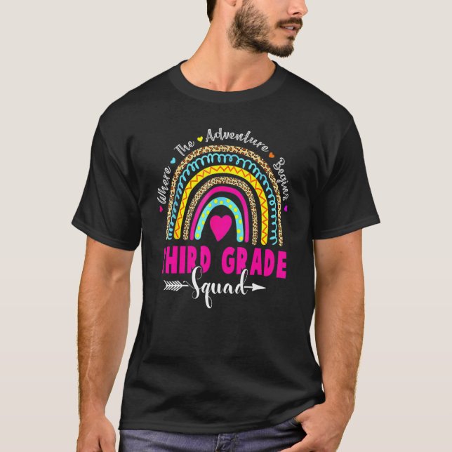 Leopard Regnbåge Tredje 3:e Klass Lärare Första Da T Shirt (Framsida)