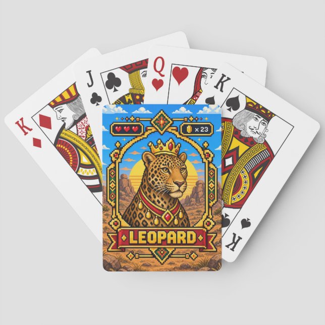 Leopard Retro 8-Bit Pixel Art Casinokort (Baksidan)