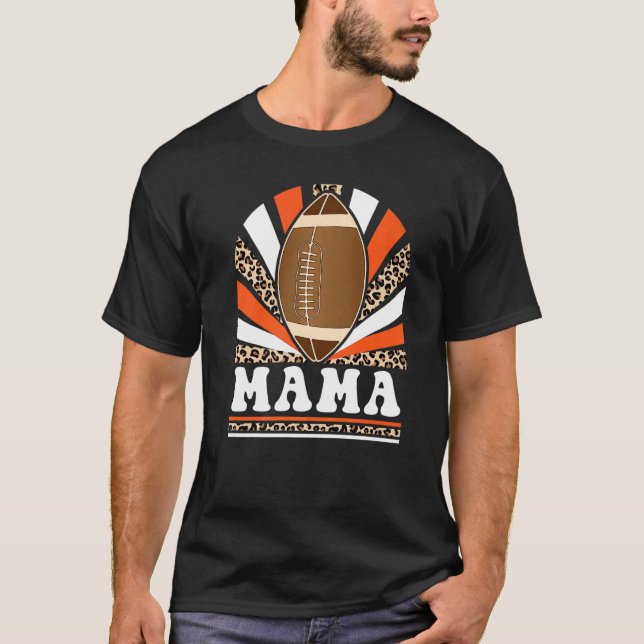 Leopard Retro Vintage Mamma Football Game T Shirt (Framsida)