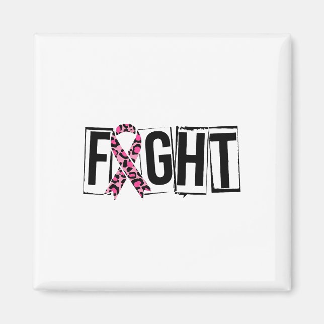 Leopard Ribbon Fight Breast Cancer Magnet (Framsidan)