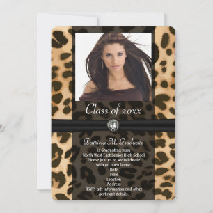 Leopard Ribbon Photo Studenten Inbjudningar