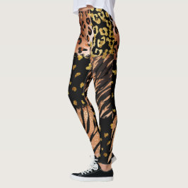 Leopard ro guld abstrakt mönster på svart leggings