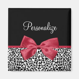 Leopard Röd Båge Namn Magnet