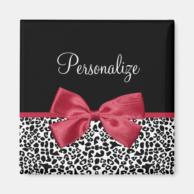 Leopard Röd Båge Namn Magnet (Framsidan)