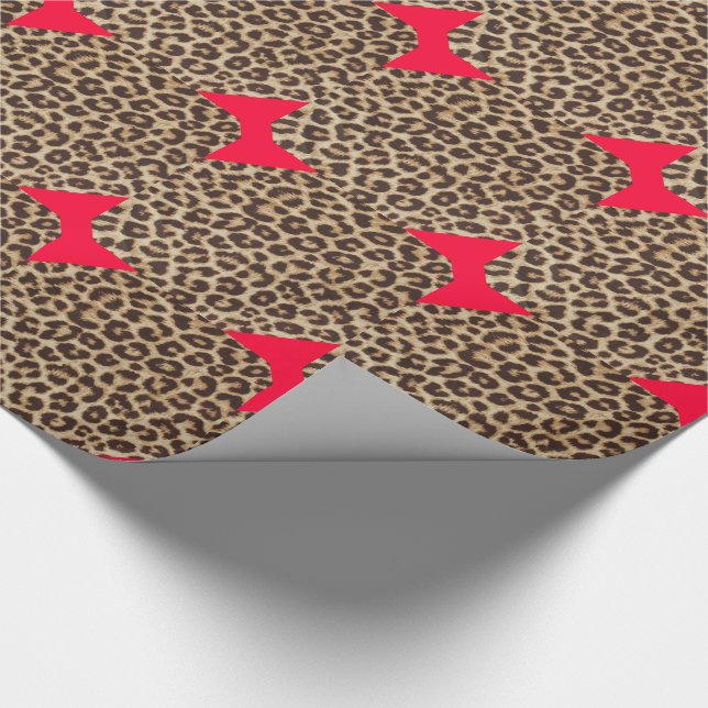 Leopard Röd Flaska Presentpapper (Hörn)