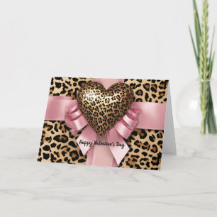 Leopard Rosa Band Julkort För Alla Hjärtans Dag Kort