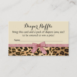 Leopard Rosa Bow Girl Baby Shower Raffle Tilläggskort