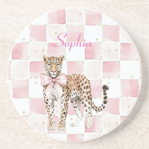 Leopard Rosa Bow Squares Underlägg