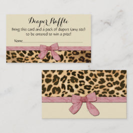 Leopard Rosa Girl Baby Shower Diaper Raffle Card Visitkort