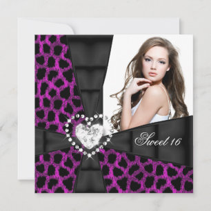 Leopard Rosa Sweet 16 Sexton Födelsedagsfest Inbjudningar