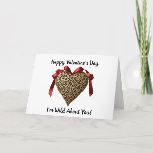 Leopard Rött Band Valentines Dag Hjärtkort Kort