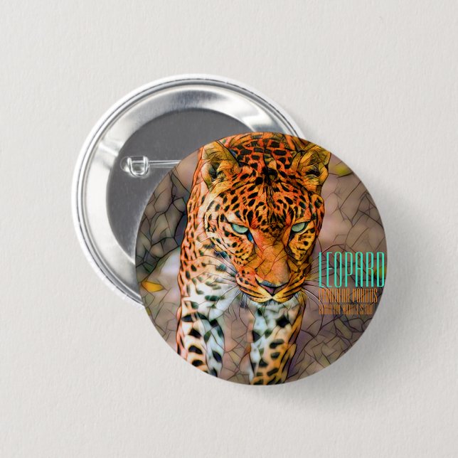 Leopard [Rund metallmärke] Knapp (Framsida & baksida)