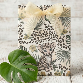 Leopard Safari Kids Blommig Djungelmönster Presentpapper