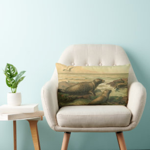 Leopard Sälar, Vintage Aquatic Animals Marine Life Lumbarkudde