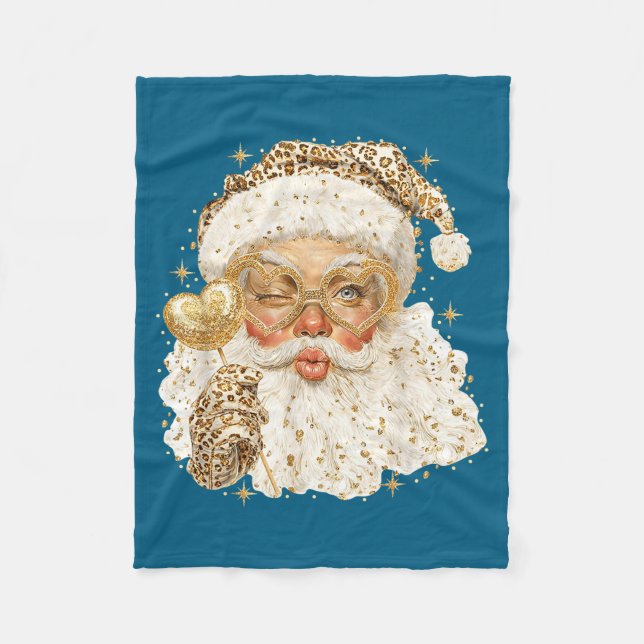 Leopard Santa Christmas Funny Gift For Women, Girl Fleecefilt (Framsidan)